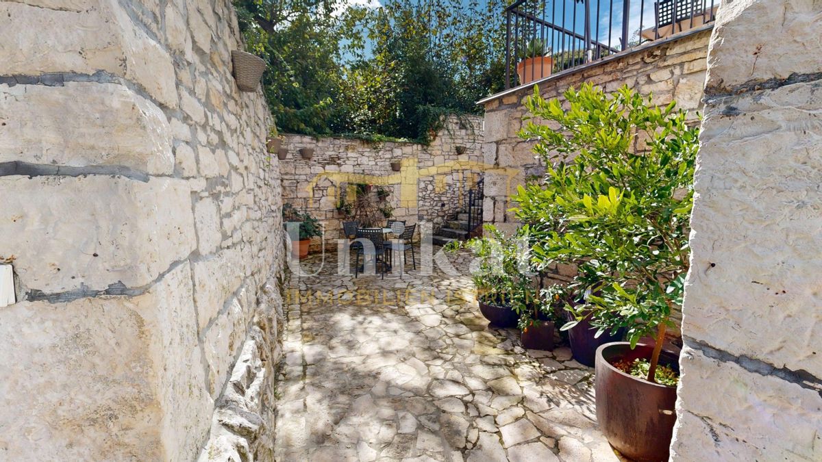 Čudovita posest z dvema kamnitima hišama in bazenom